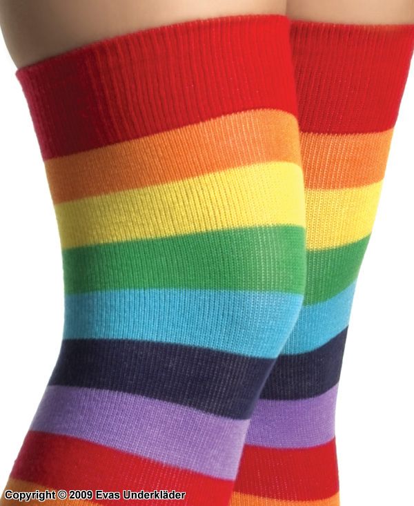 Thigh high stockings, colorful stripes
